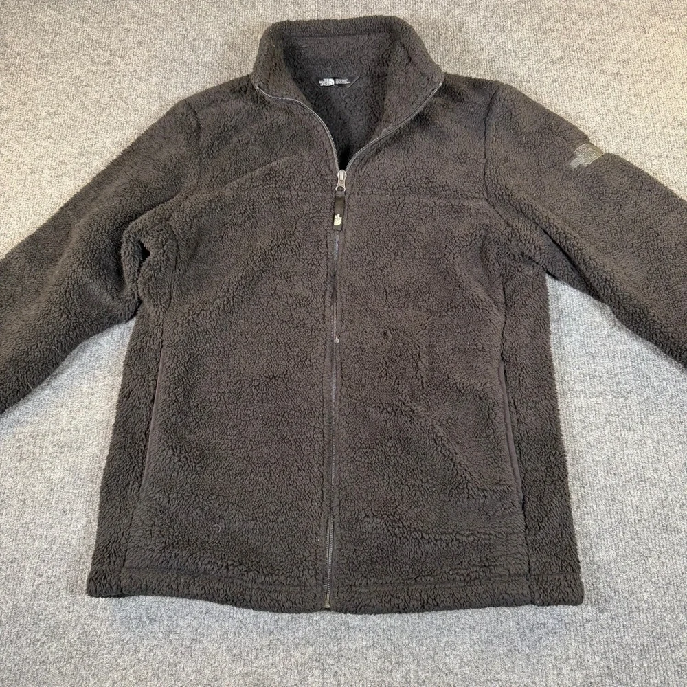The North Face Mens Sherpa Fleece Full Zip Jacket Black S P High Pile Mock Neck